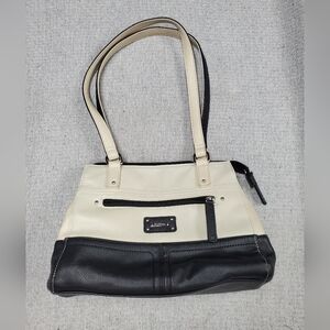 Stone & Co Elegant Two-Tone Leather Satchel Tote Shoulder Bag